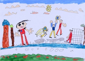 我喜歡踢足球打籃球